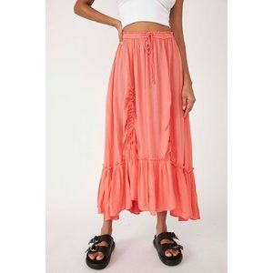 NWT FREE PEOPLE El Sol Convertible Maxi Skirt / Watermelon Smile